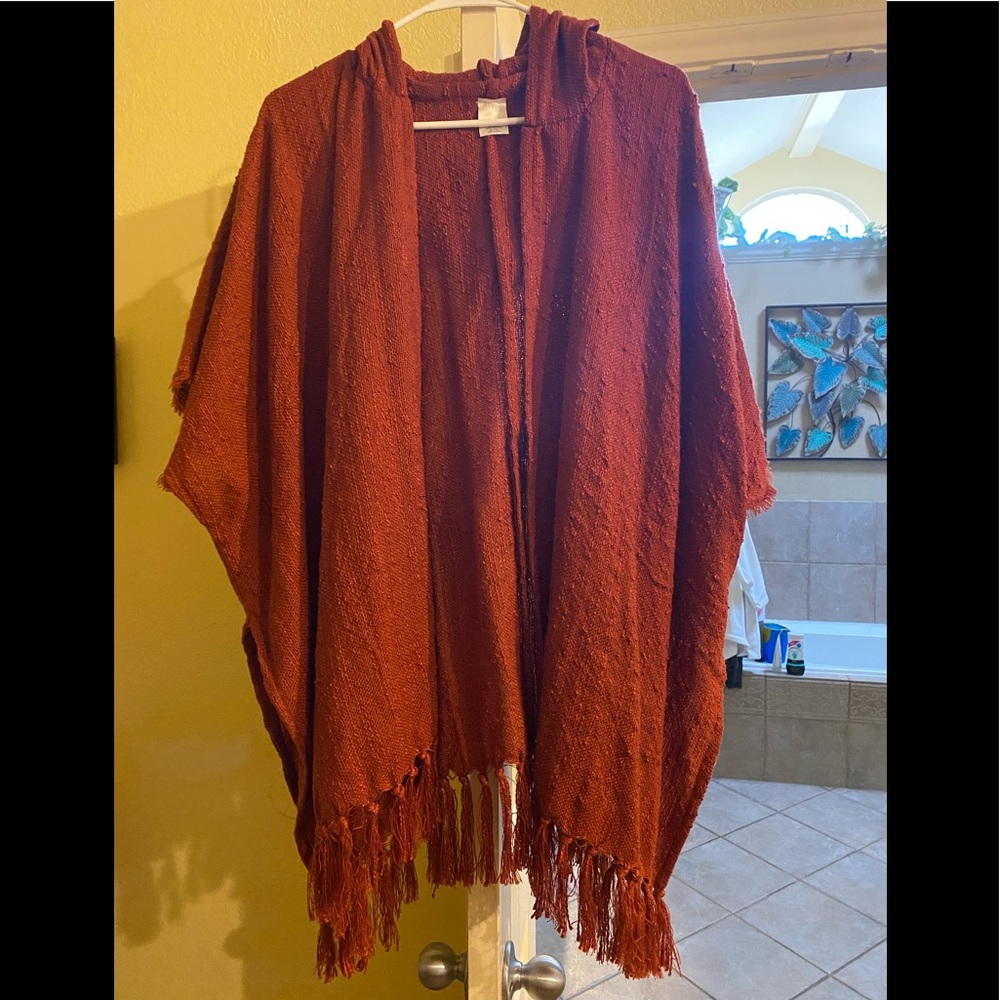 Rust colored hooded cardigan